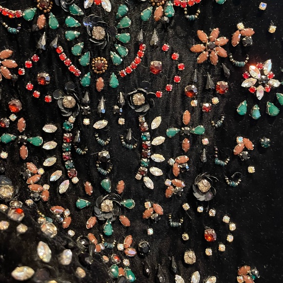 Sold Ecote Jasmina Velvet Embellished Mini Shift Dress - Picture 4 of 11